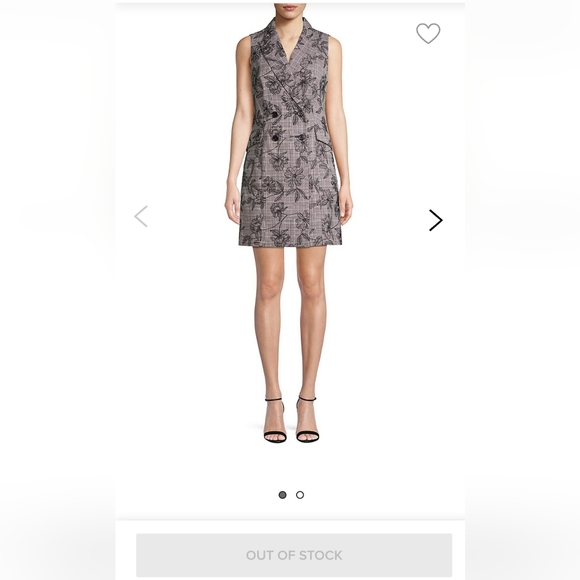 Calvin Klein Grey Casual Plaid Floral Embroidery Coat Dress Sz2 - Picture 2 of 12